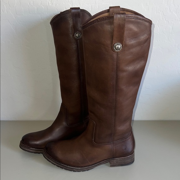 FRYE MELISSA BUTTON LUG TALL PULL ON BOOT in BROWN Sz 7 NWOT Msrp $358 - Picture 11 of 14